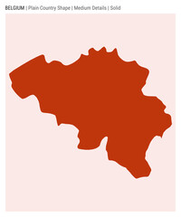 Belgium plain country map. Medium details. Solid style. Shape of Belgium. Vector illustration.