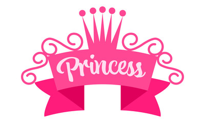 Abstract cute sign, symbol, icon Princess crown vector illustration. Abstract cute design. Decoration banner themed Lol surprise doll girlish style © Katsiaryna Hatsak