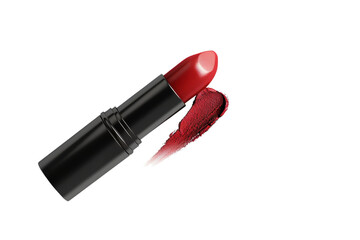 Fototapeta premium Close-up of a red lipstick with smear on transparent background. perfect for beauty, cosmetic, and makeup-related content.