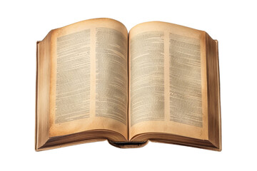 Obraz premium An open vintage book with yellowed pages, displaying text on both sides, evoking a sense of history and nostalgia.