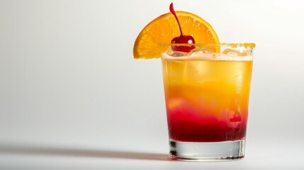 Vibrant Tequila Sunrise cocktail with ombre gradient in tall glass