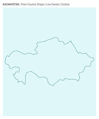 Obraz premium Kazakhstan plain country map. Low details. Outline style. Shape of Kazakhstan. Vector illustration.