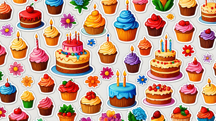 Handmade Cakes and Cupcakes. Set of sweet French pastries. Collection of confectionery logo icons. Vector illustration. Baking confectionery design.