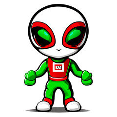 Front Facing Alien Mascot Design in Vector for Wall Art and Apparel