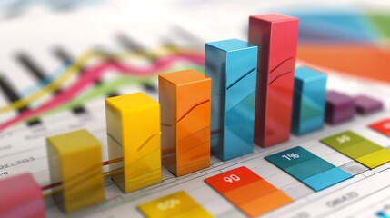 Colorful Bar Graph Showing Growth on Chart