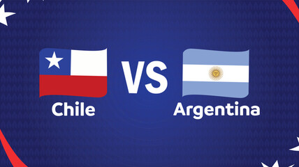 Chile And Argentina Match Flag Ribbon American Football USA 2024 Abstract Design Logo Symbol American Football final Vector illustration