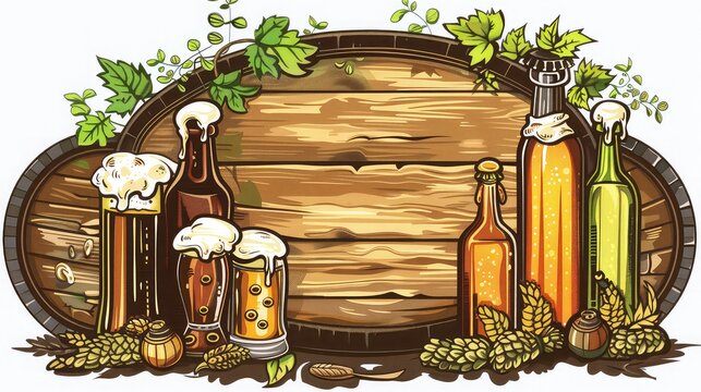 Beer barrel label clipart with customizable text