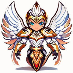 "Detailed Angel Mascot Design in Front Pose"