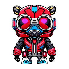 "Front-Pose Cyberpunk Mascot Illustration with Front Gaze: Futuristic Artwork"