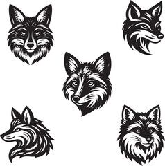 Minimalist Vector Illustrations of an Angry Fox Head for Eye-Catching Logos and Branding