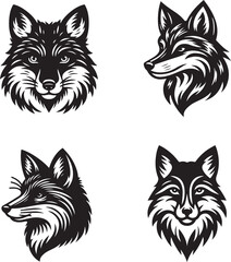 Obraz premium Minimalist Vector Illustrations of an Angry Fox Head for Eye-Catching Logos and Branding