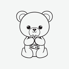 vector illustration of cute cartoon bear