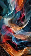 Naklejka premium A blend of flowing lines and vibrant colors forming an abstract landscape