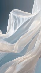 Fototapeta premium A serene scene of flowing white fabric against a gradient background