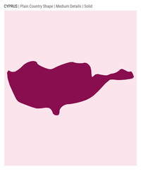 Cyprus plain country map. Medium details. Solid style. Shape of Cyprus. Vector illustration.