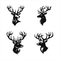 Deer Head Silhouette, Deer Head Vector Art, Deer Head Illustration, Deer Head Bundle.