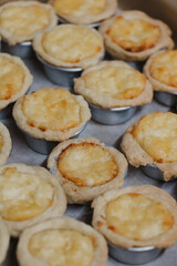 closeup of cheese quiches in shape