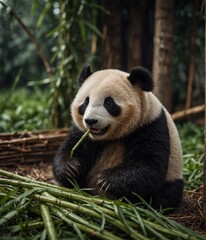 Obraz premium cute chubby panda in a shop
