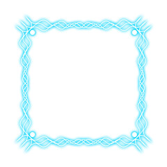 blue square frame wave and neon light