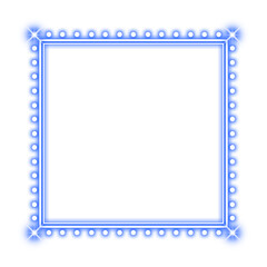 blue square frame dot and neon light