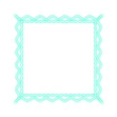 green mint square frame stitch and wave neon light