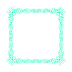 green mint square frame wave and neon light