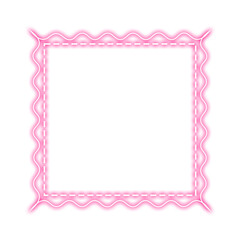 pink square frame stitch and wave neon light