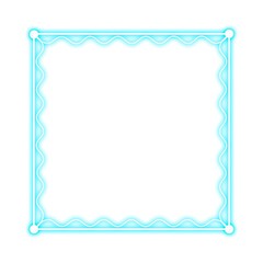 blue square frame wave and neon light