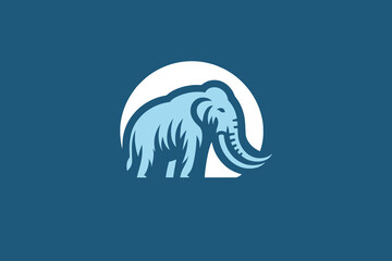 Mammoth. Beautiful modern logo. Monochrome, flat, blue vector illustration	