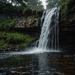 Beautiful waterfall in a forest  land
