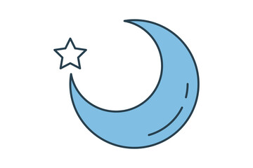 Moon icon. icon related to weather. suitable for web site, app, user interfaces, printable etc. flat line icon style. simple vector design editable