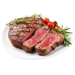 isolated white background of steak