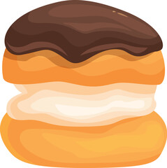 Delicious round chocolate covered cream filled pastry being served for dessert