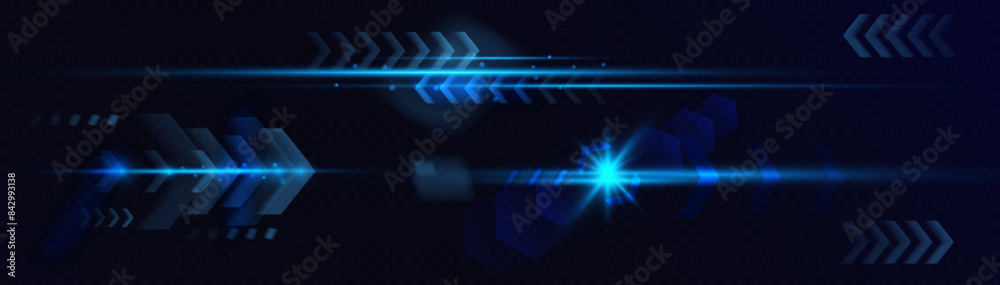 Leinwandbilder Abstract light effect of high speed motion. Dynamic arrows with special lighting effect fly in the background. Template for banner or poster design concept.
