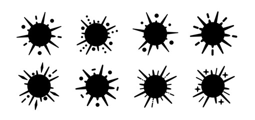 Set of sunburst ray. Radial stripes background. Set starburst and sunburst sign elements. Discount sticker,  best for sale sticker, quality mark, stain, price tag, special offer.  Splash.