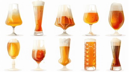 Beer glasses clipart in various shapes and sizes