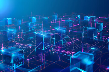 cyber network illustration with blue servers symbolizing cuttingedge technology. generative ai