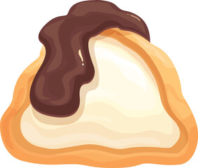 Cartoon drawing of a sweet treat with chocolate, perfect for projects related to confectionery, baking, or indulging in delicious snacks