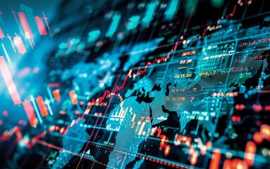 Financial contagion spreading through global markets, depicted by interconnected stock exchanges