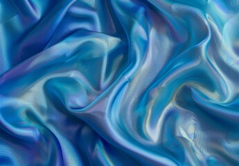 Fototapeta premium A blue fabric with a pearlescent texture flying majestically.