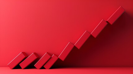 Red Arrow Minimalist Design Pointing Downwards with Domino Effect
