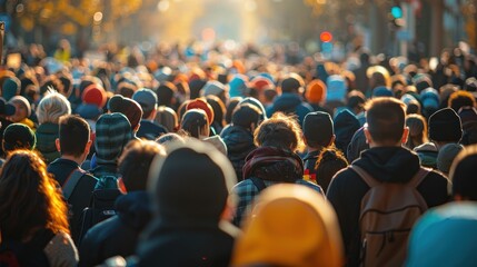 crowd of people demonstrating and protesting on city street