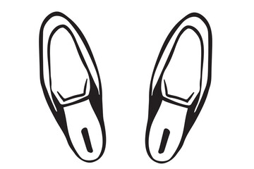 Pair of commode sleeper boots outline illustration. Doodle drawing sketch, isolated on a white background. for poster, banner, card design. Shoes shop, studio, male shoes fashion trends, home footwear