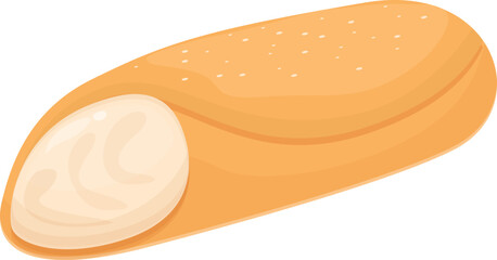 Delicious puff pastry filled with cream isolated on white background