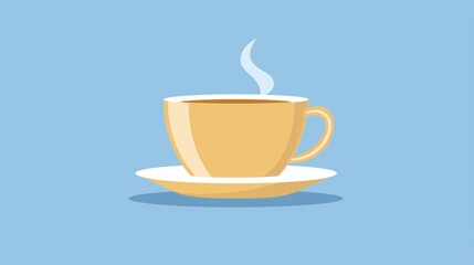 Obraz premium A basic coffee cup illustration with steam rising, in a flat design style, suitable for caf?(C) menus or food blogs.