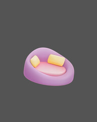 3D animated island icon with a setting sun, sandy beach, and playful waves, suitable for travel and holiday advertising, emphasizing relaxation.
pink-violet-yellow armchair with cushions
