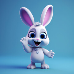 Obraz premium generated illustration of 3D rendering baby rabbit waving hand