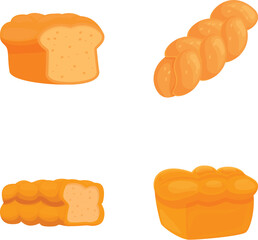 Collection of four different styled bread cliparts, perfect for bakery themes