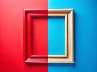 An Asymmetrical Frame Featuring Strong Red and Blue Colors