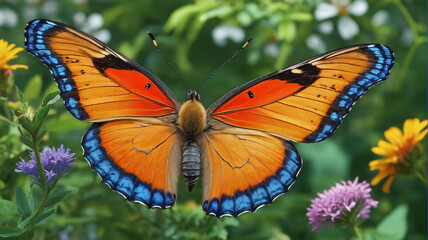 Obraz premium Biodiversity Tribute: Majestic Animal in Flourishing Flora, Butterflies, Celebrating International Day, Generative AI